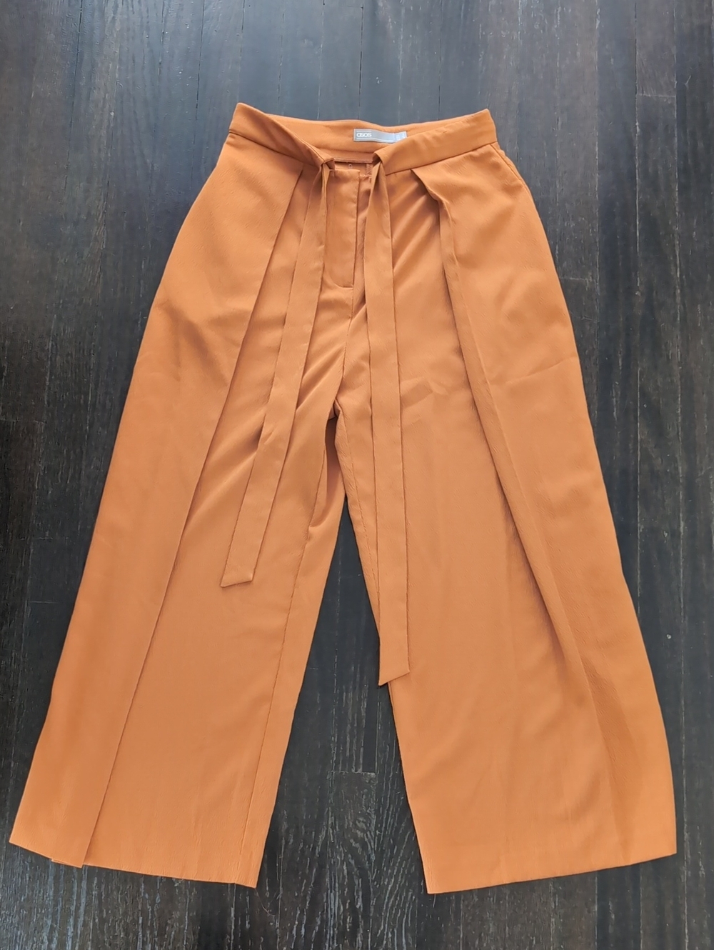 ASOS High-Waist Wide Leg Tie-Waist Pants - Rust